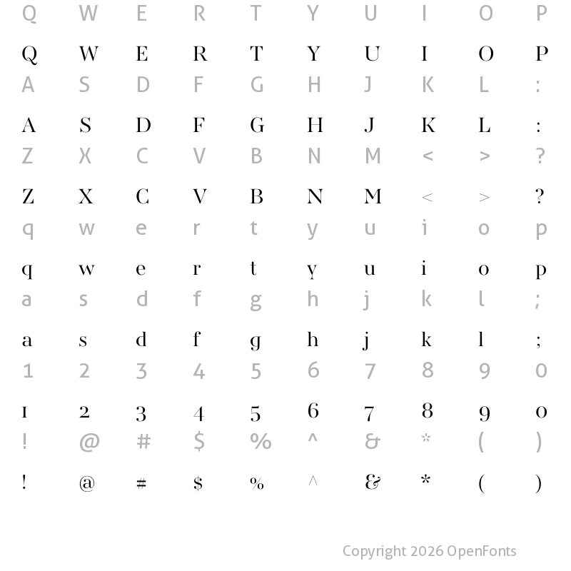 Character Map of AWConqueror Std Didot Regular
