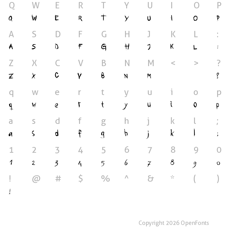 Character Map of awe Regular
