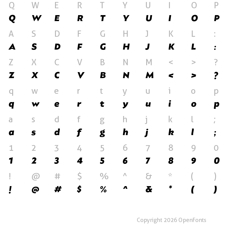 Character Map of Axios Pro Itallic Black Italic