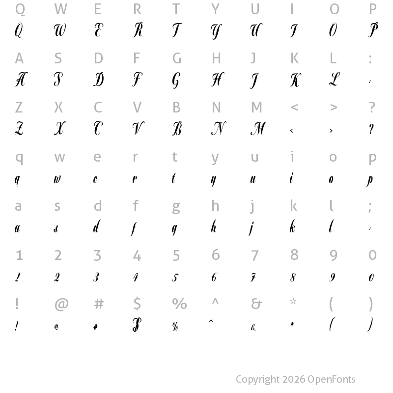 Character Map of Ayah Regular