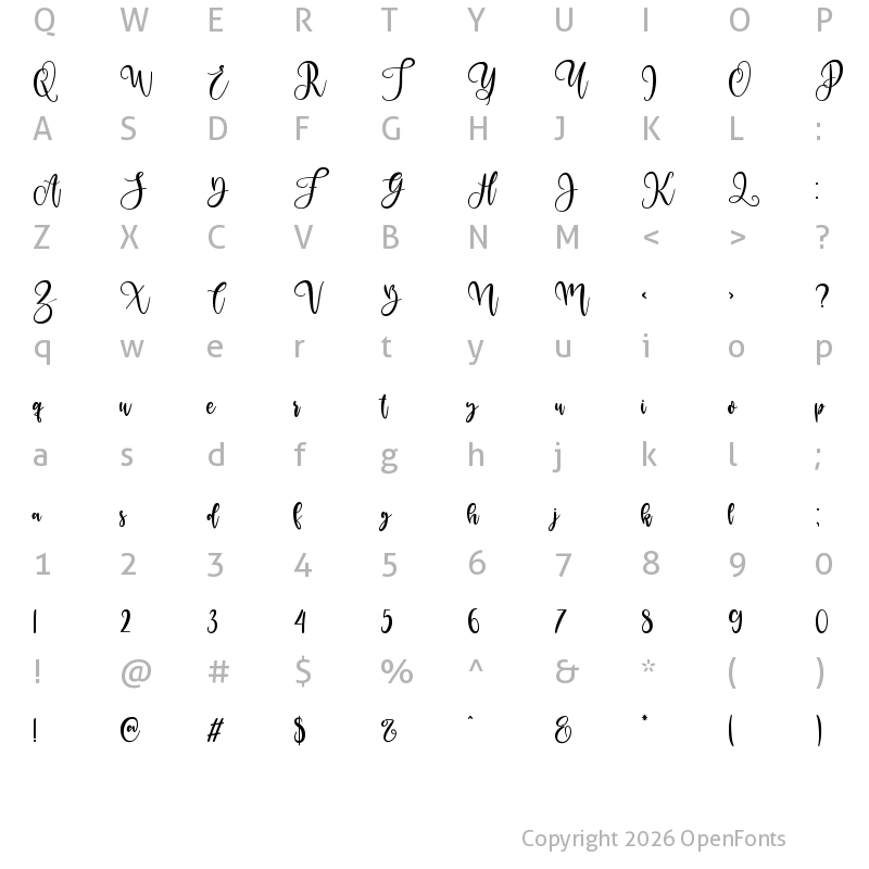 Character Map of ayashi Personal Use Only Regular