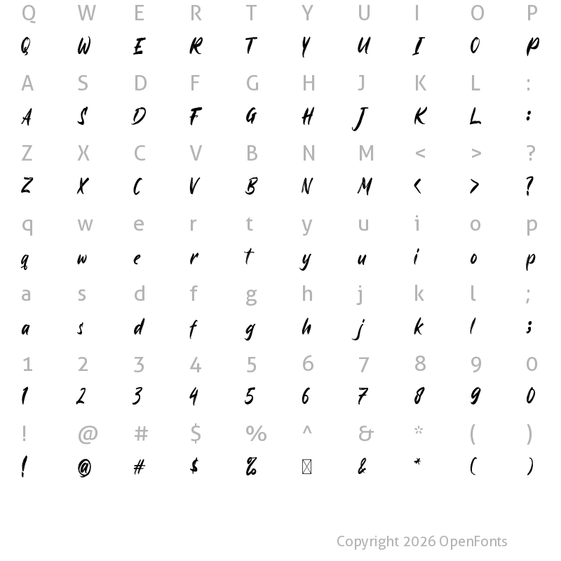 Character Map of Ayus Regular