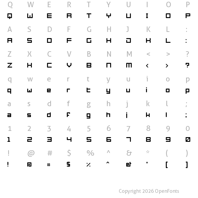 Character Map of Azertype-Regular Regular