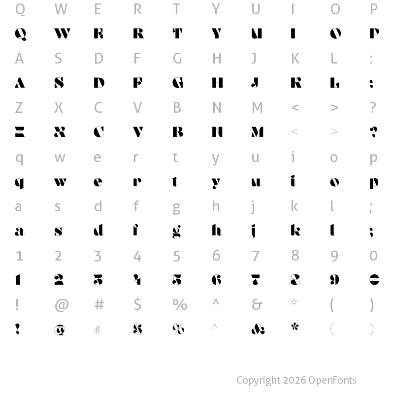 Character Map of Aziga Regular