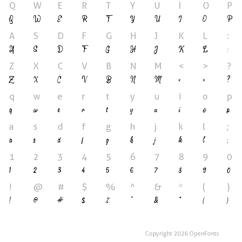 Character Map of b Baru 200 Regular
