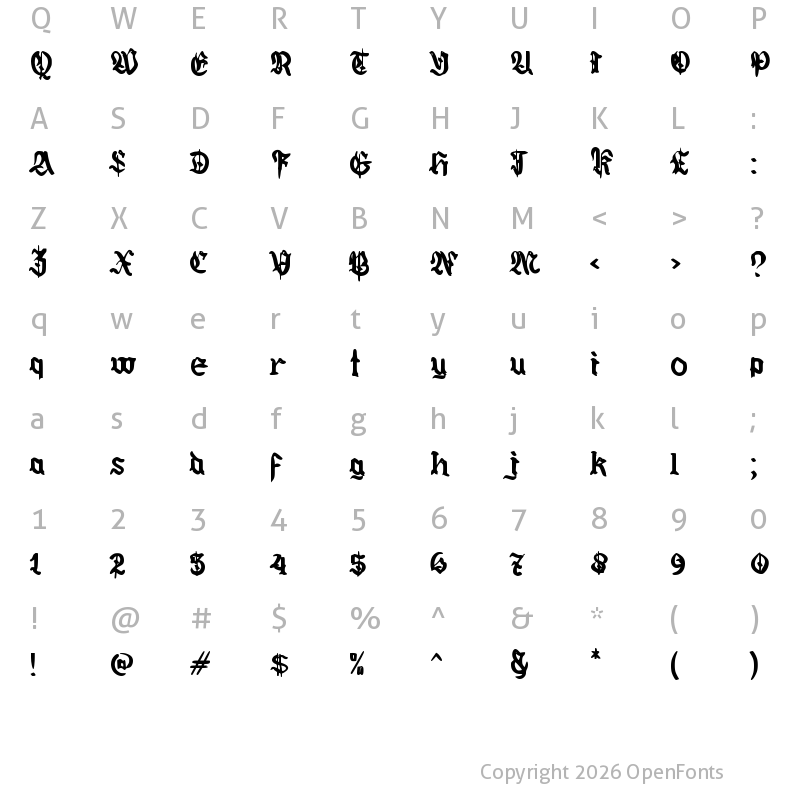 Character Map of b Bendahara Regular