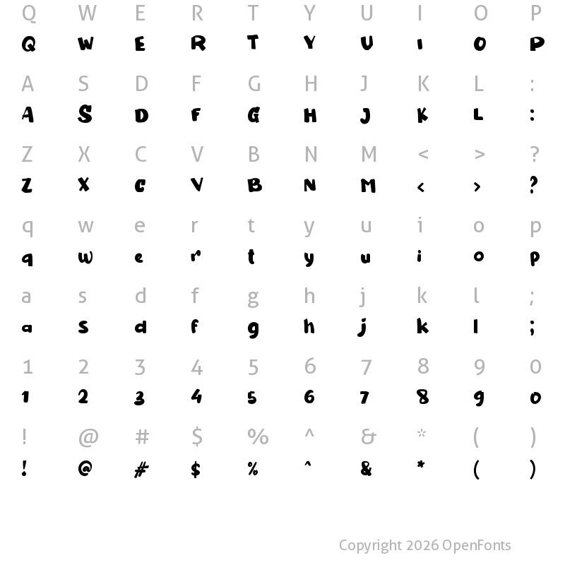 Character Map of b Bobby Donut Regular