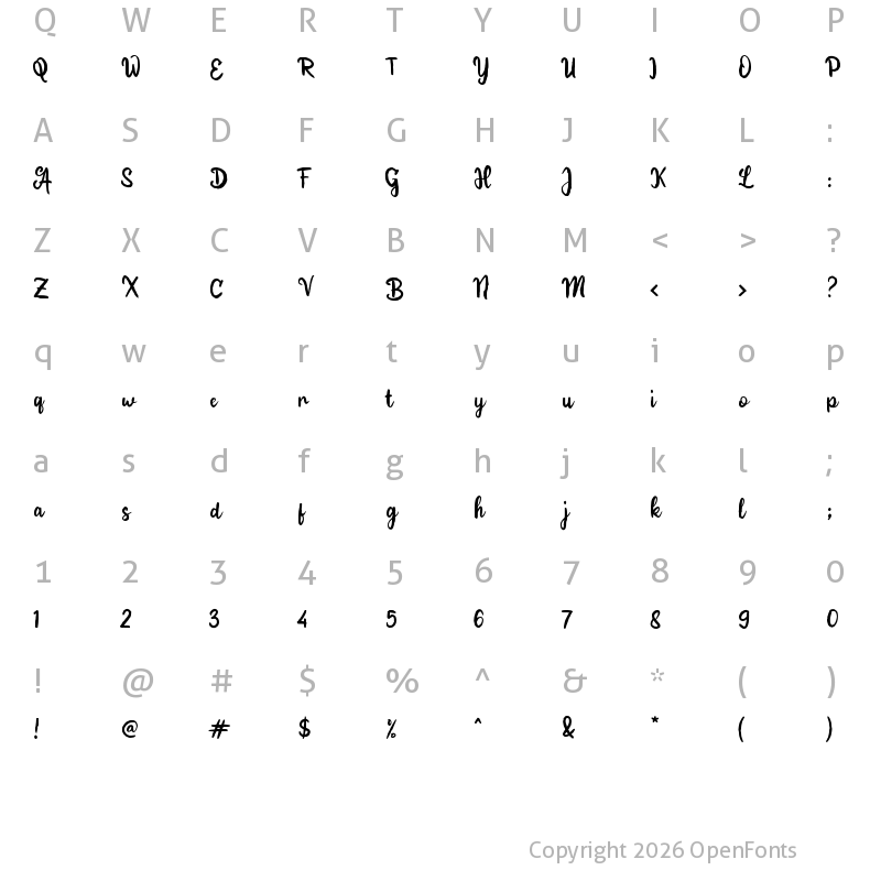 Character Map of b Bright Nature Regular