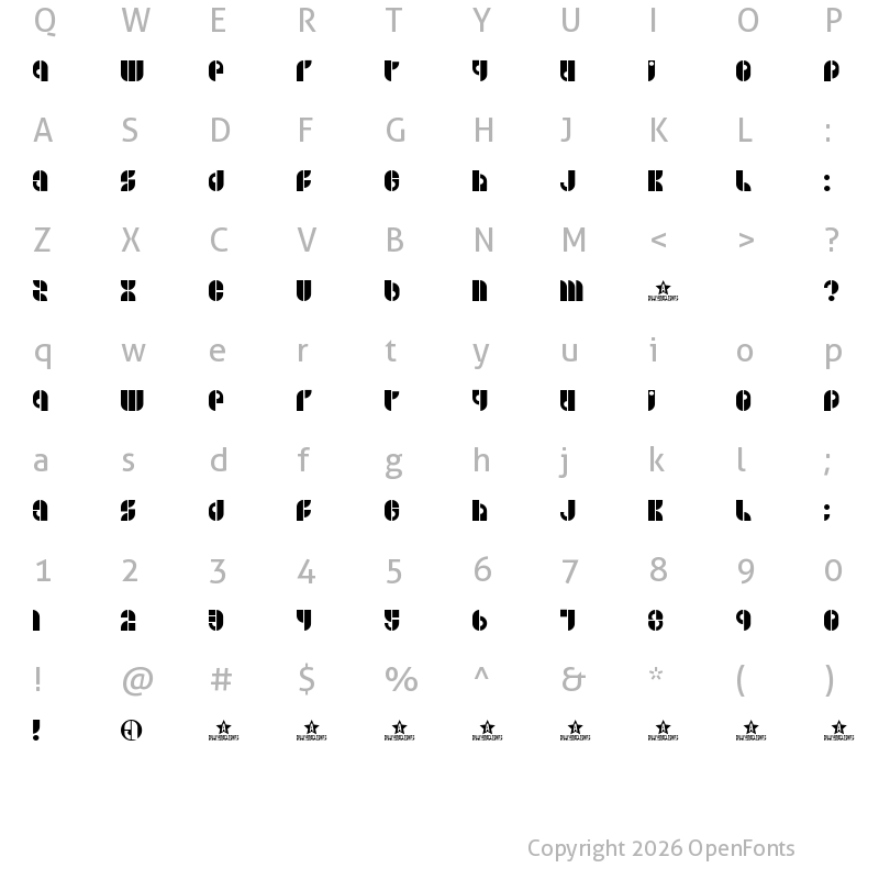 Character Map of B SIDE TRIAL