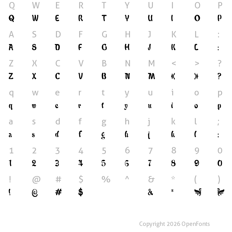 Character Map of Babalu Regular