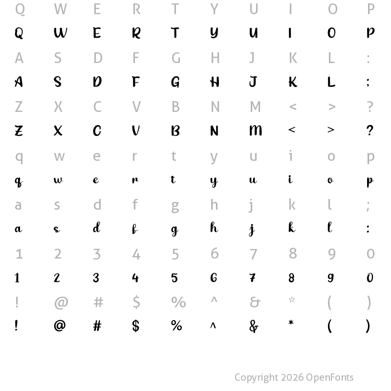 Character Map of Babang Regular