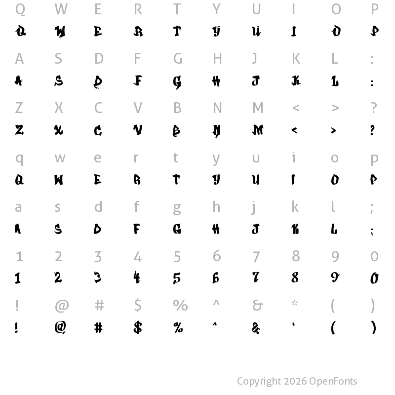 Character Map of Babayaro Regular