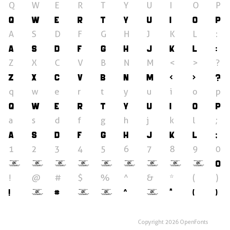 Character Map of Babell Bold Regular