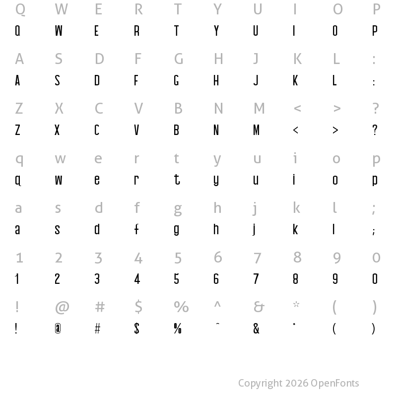 Character Map of Baby Blues Regular