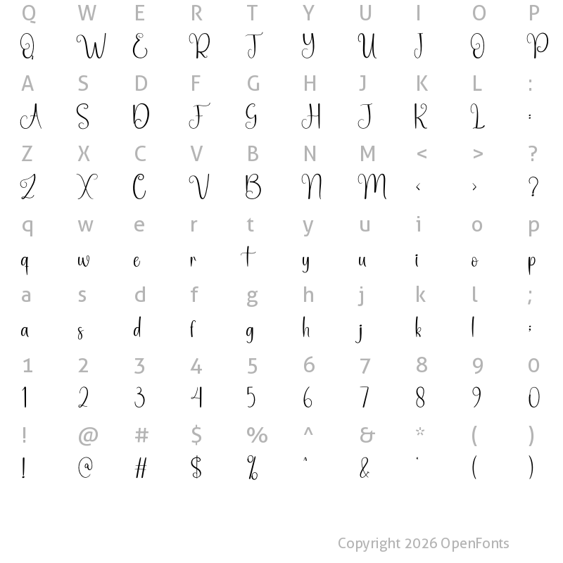 Character Map of Baby Day Regular