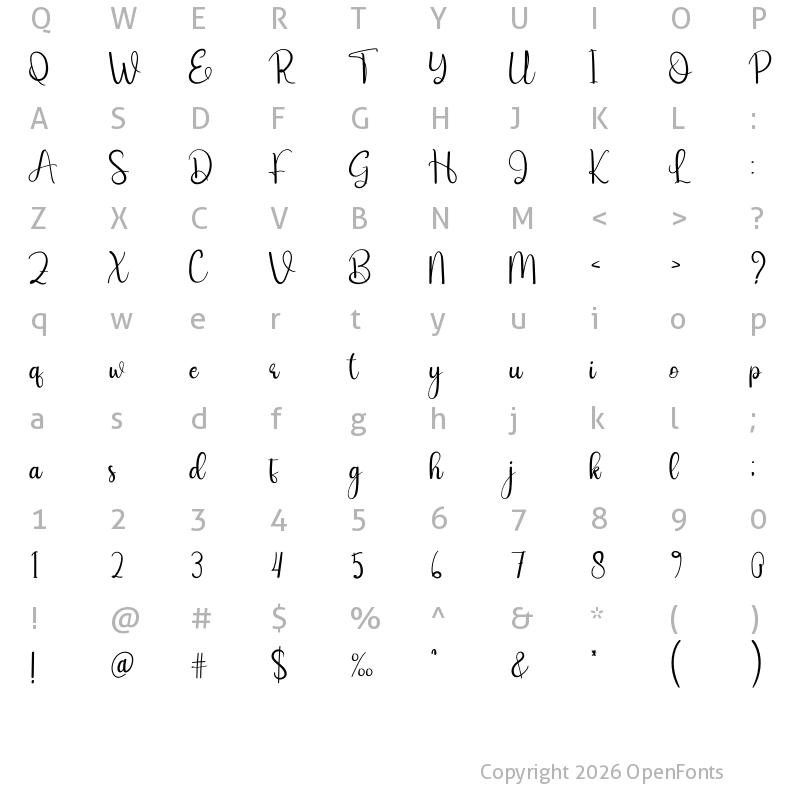 Character Map of Baby Girls Regular