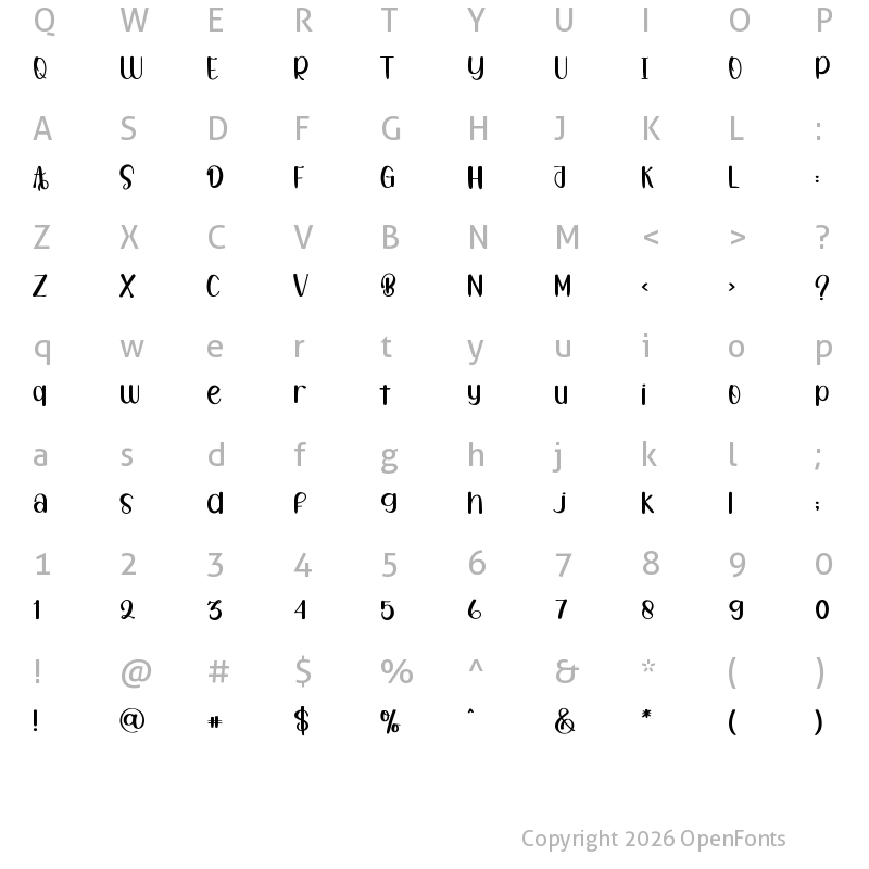 Character Map of Baby Holiday Regular