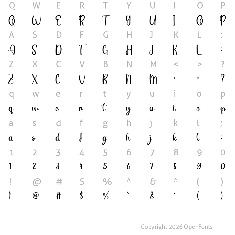 Character Map of Baby Regular