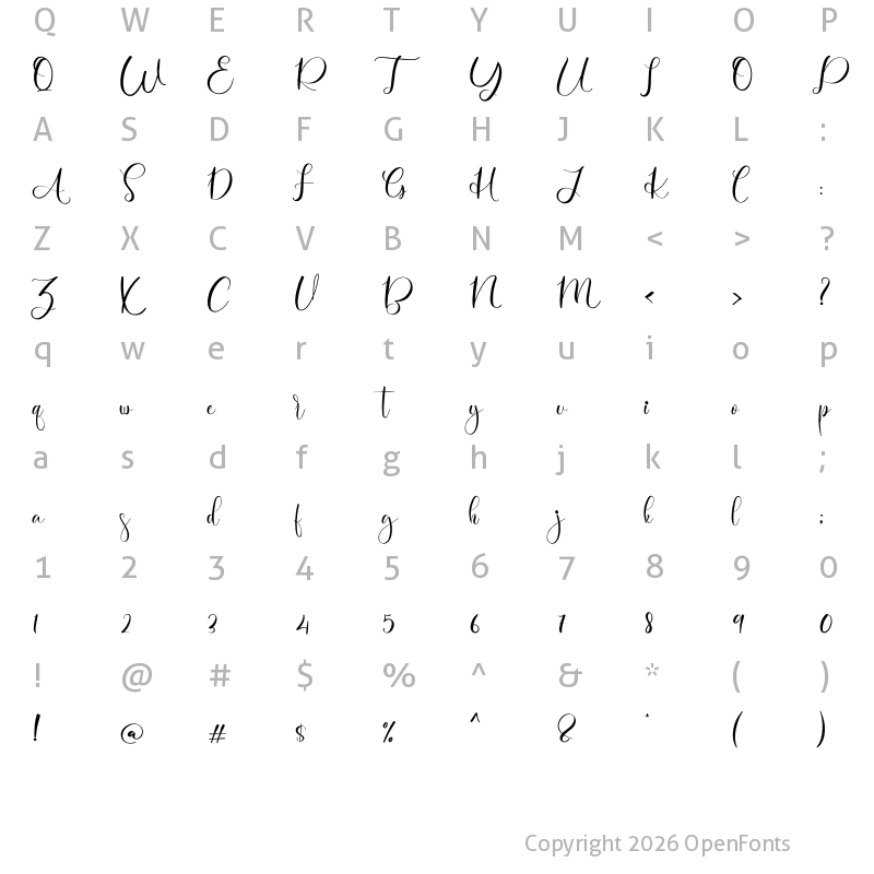 Character Map of Baby Signature Regular