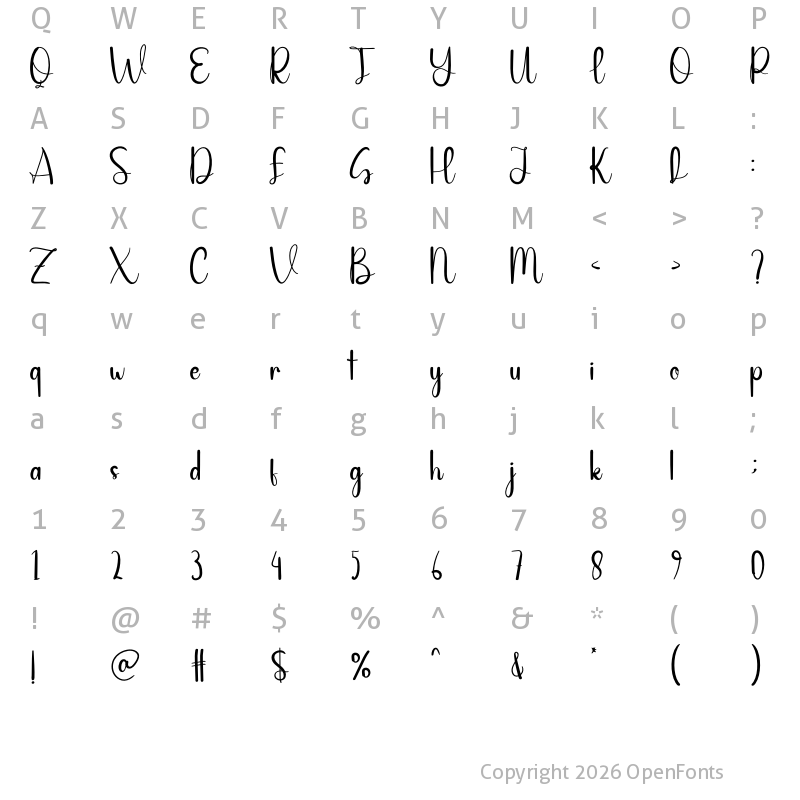 Character Map of Babysnow Regular