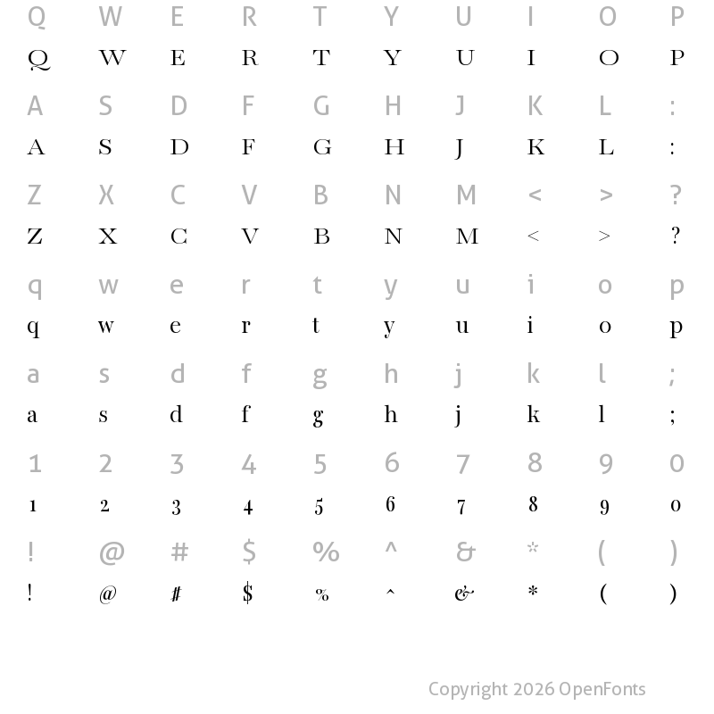 Character Map of Bacasime Antique Regular