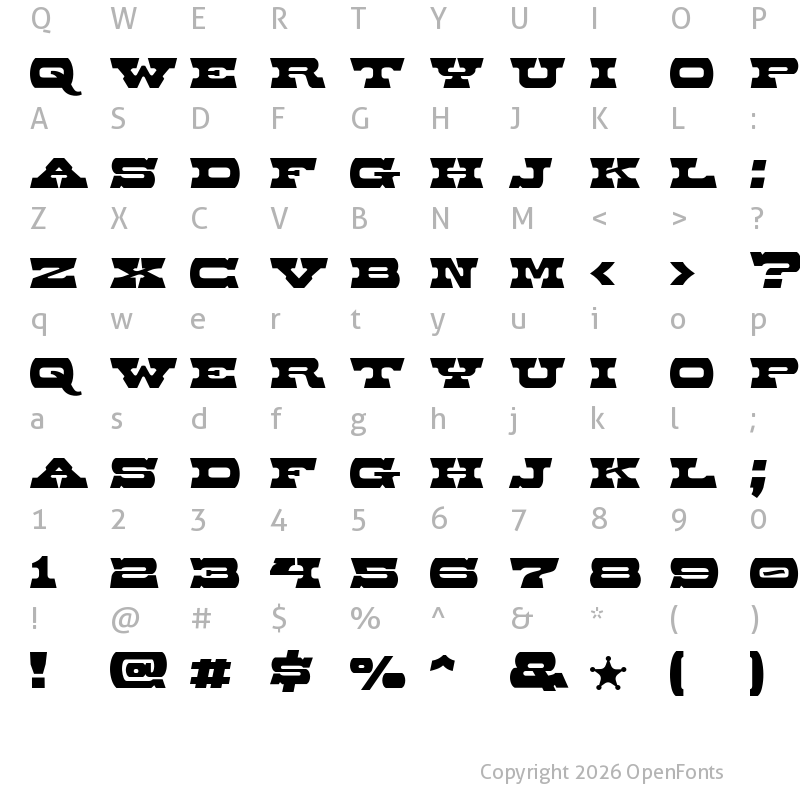 Character Map of Baccer Regular