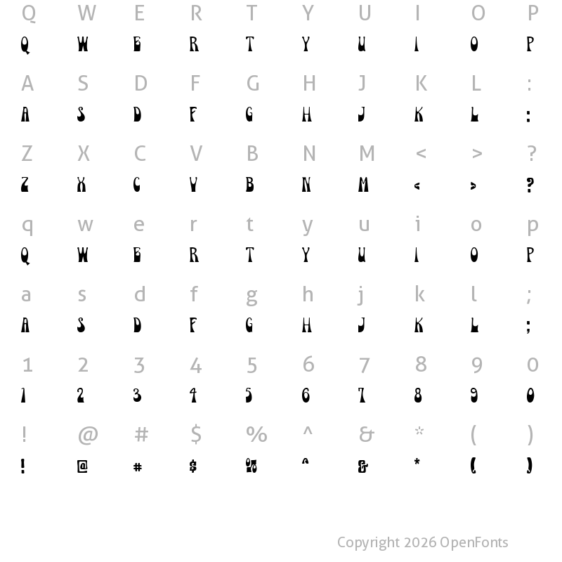 Character Map of Bacesy Display Regular