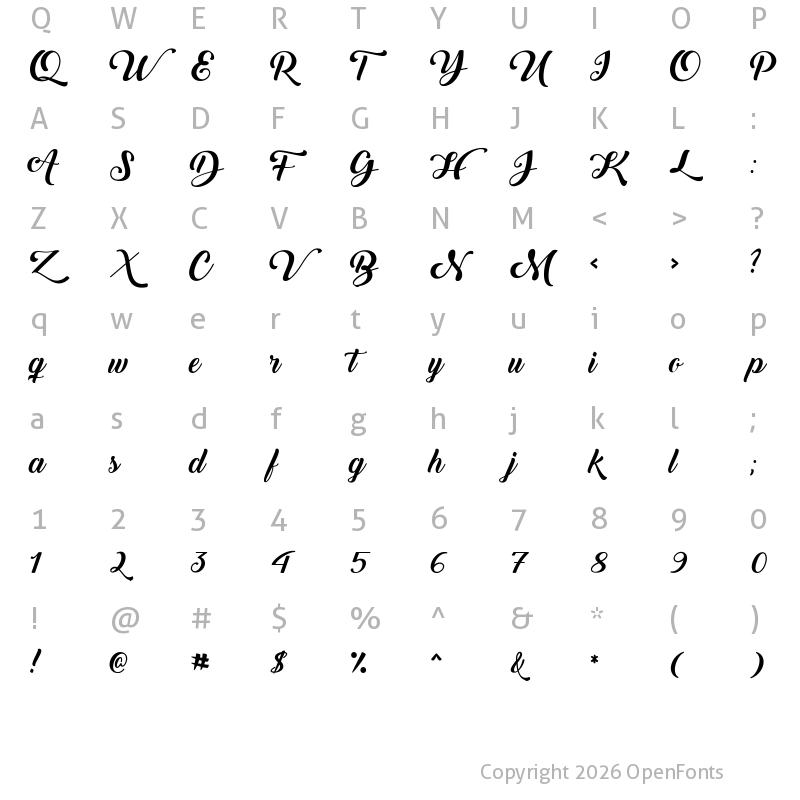 Character Map of Back to Black Demo Regular