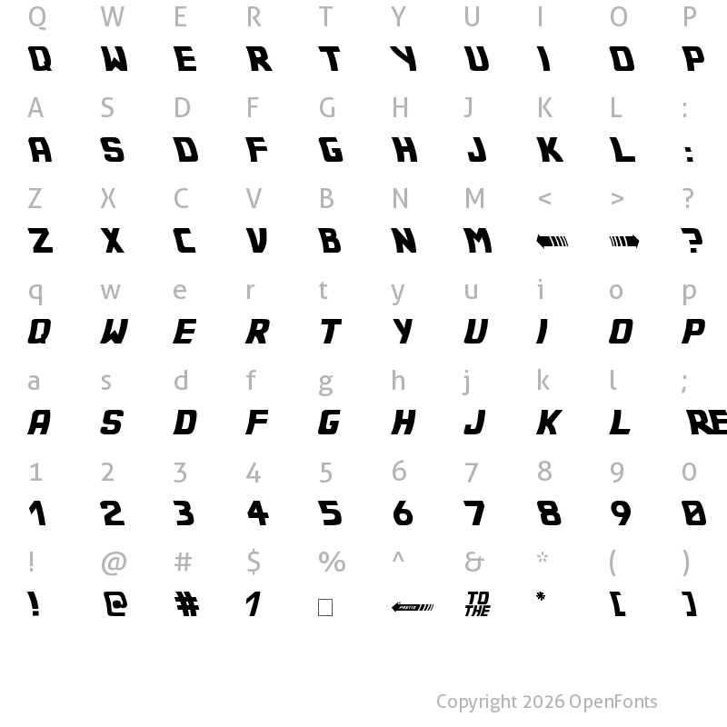 Character Map of Back to the future 2002 Regular