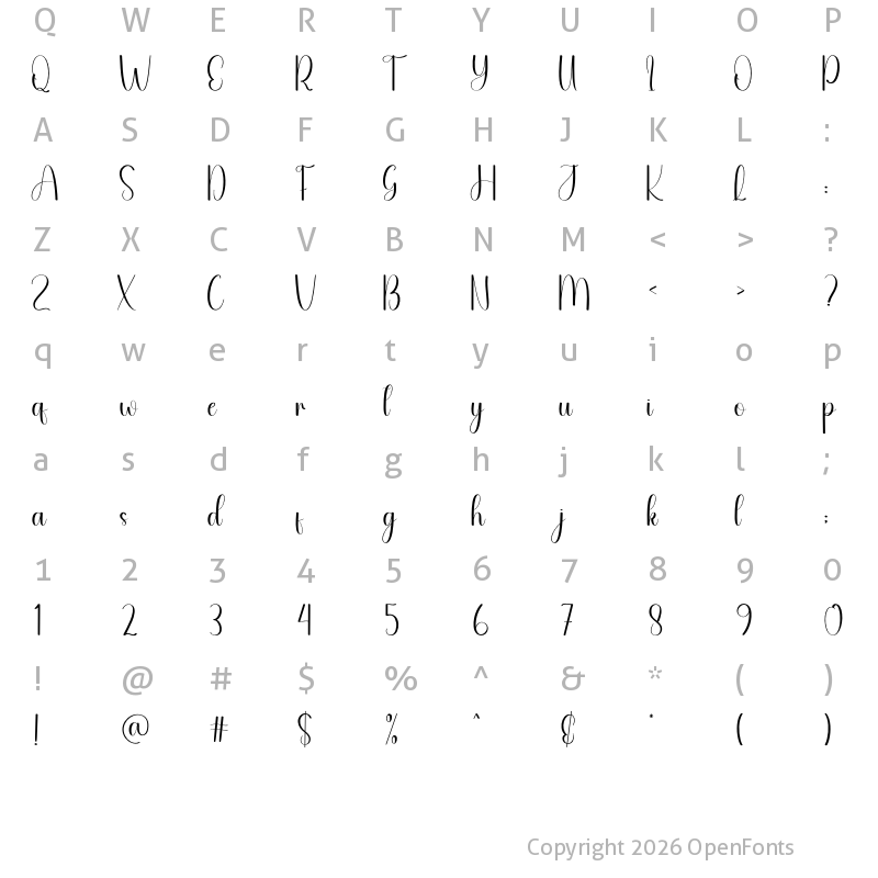Character Map of Backpack Regular