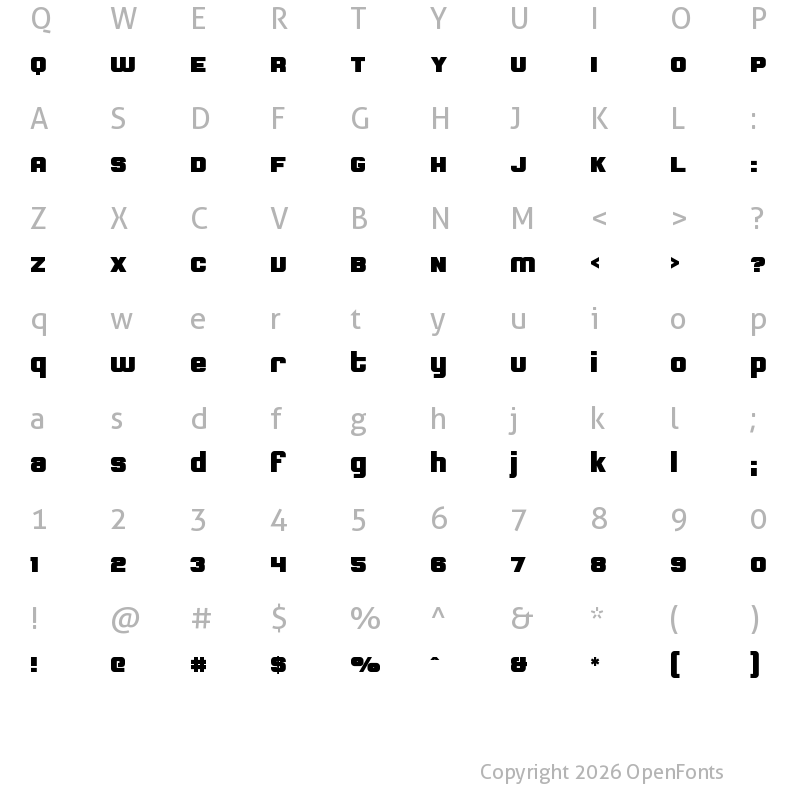 Character Map of Backstreet Regular