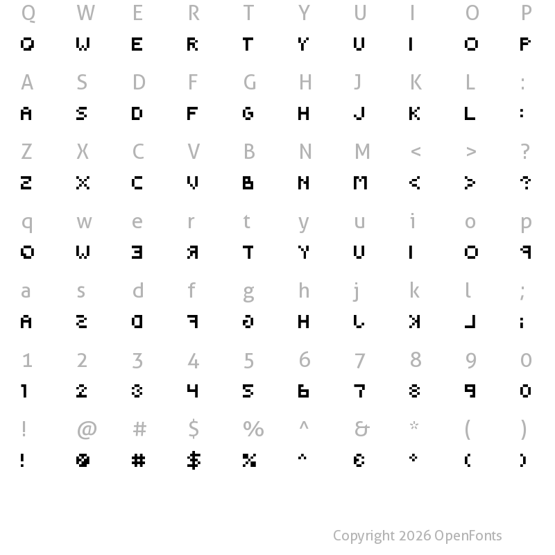 Character Map of BackwardsPixelized Regular