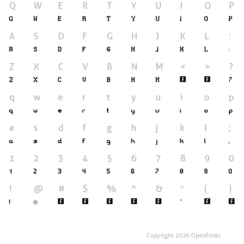 Character Map of bad bold college Regular