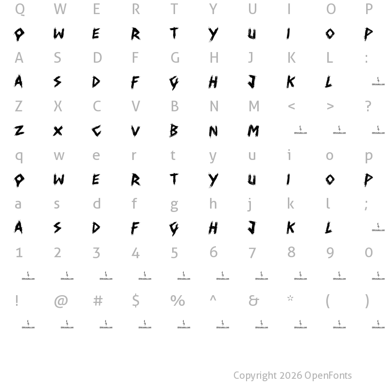 Character Map of Bad Charm Regular