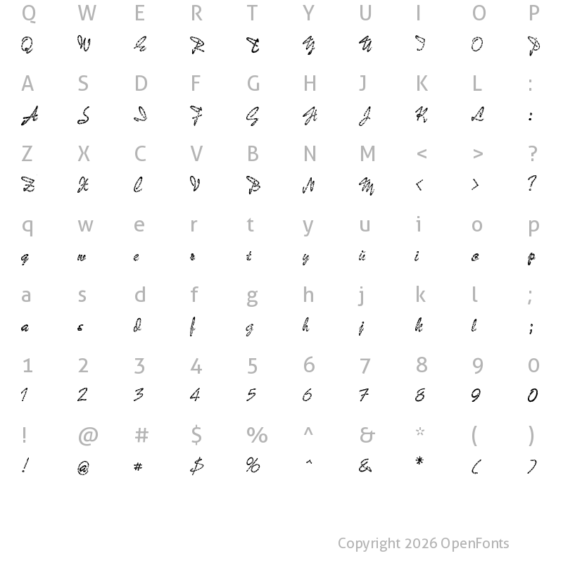 Character Map of Bad Gong Regular