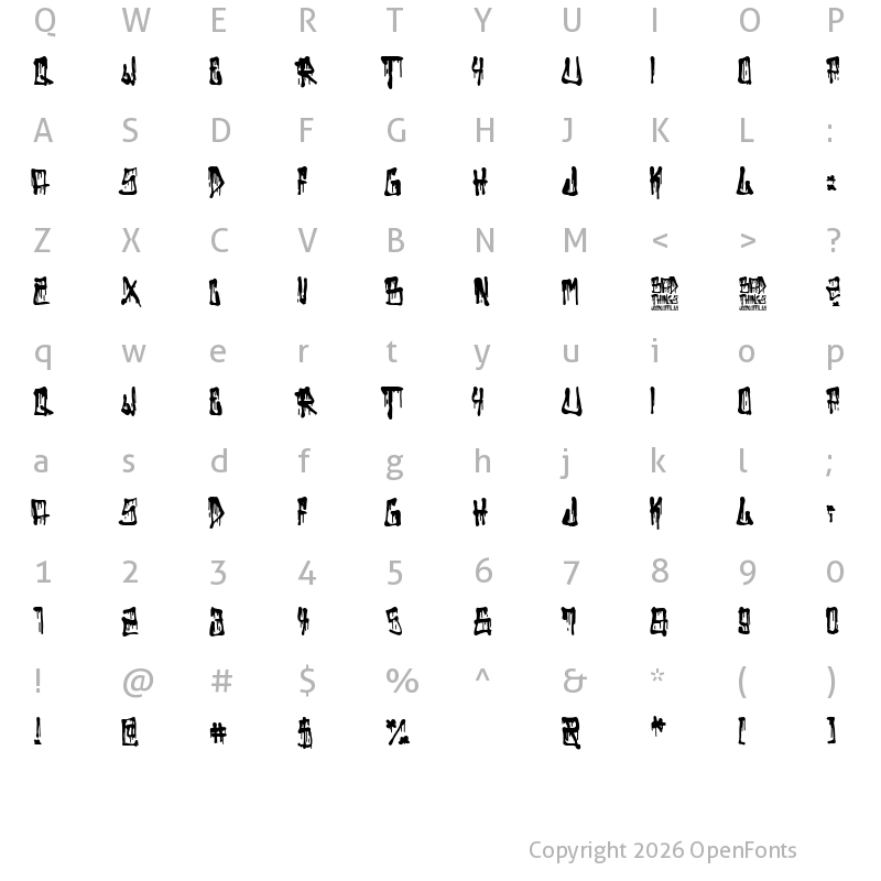 Character Map of Bad Things Regular