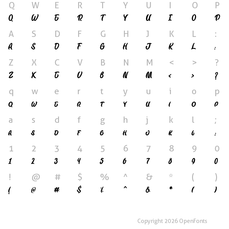 Character Map of Badfury Regular