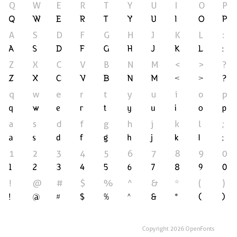 Character Map of Baftvest Regular
