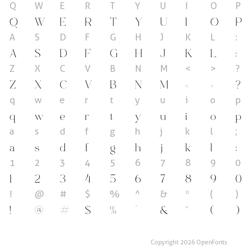 Character Map of Bagiste Regular