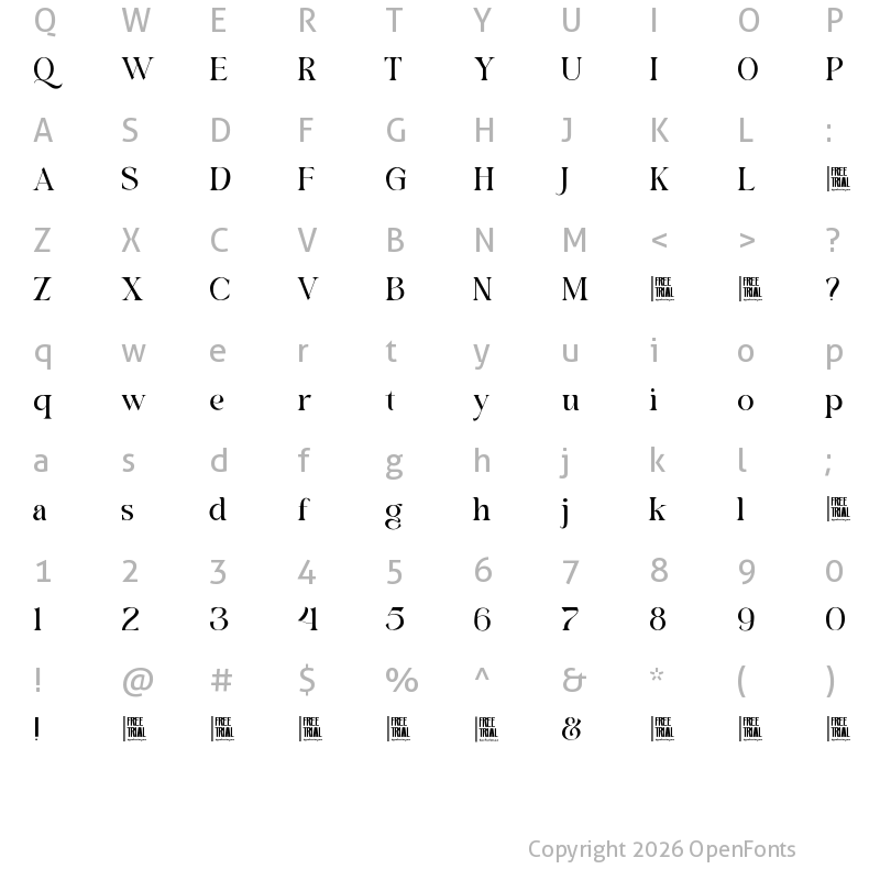 Character Map of Baguile Free Trial