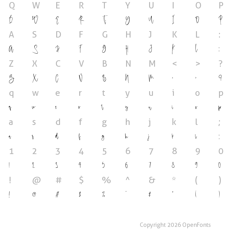 Character Map of Bahamia Personal Use Only Regular