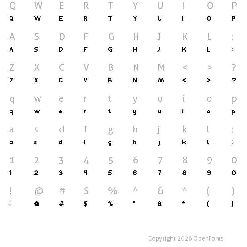 Character Map of Bahasa Indonesia Bold