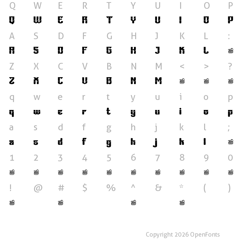 Character Map of Bahiyoh trial Regular