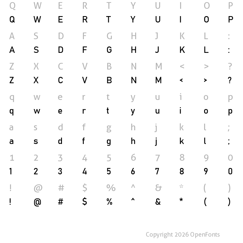 Character Map of Bahnschrift Regular