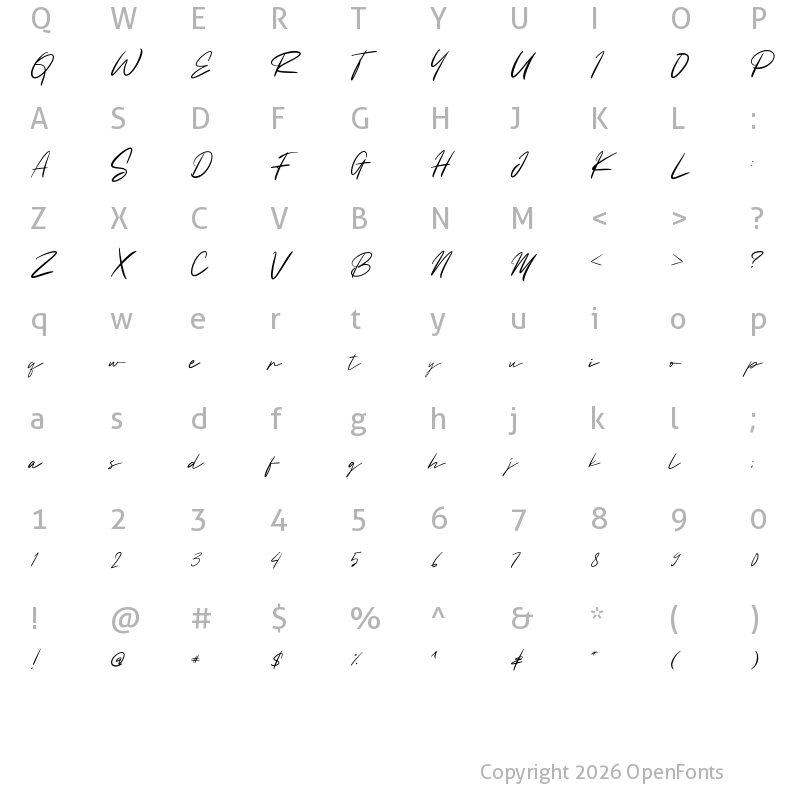 Character Map of Bahttra_Signature Regular