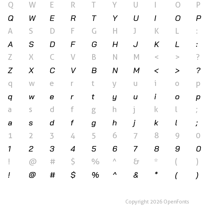 Character Map of Bai Jamjuree Medium Italic