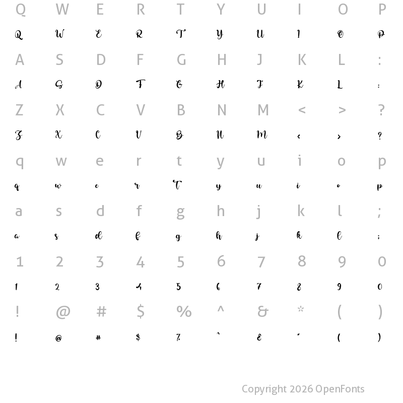 Character Map of Bailey Austin Regular