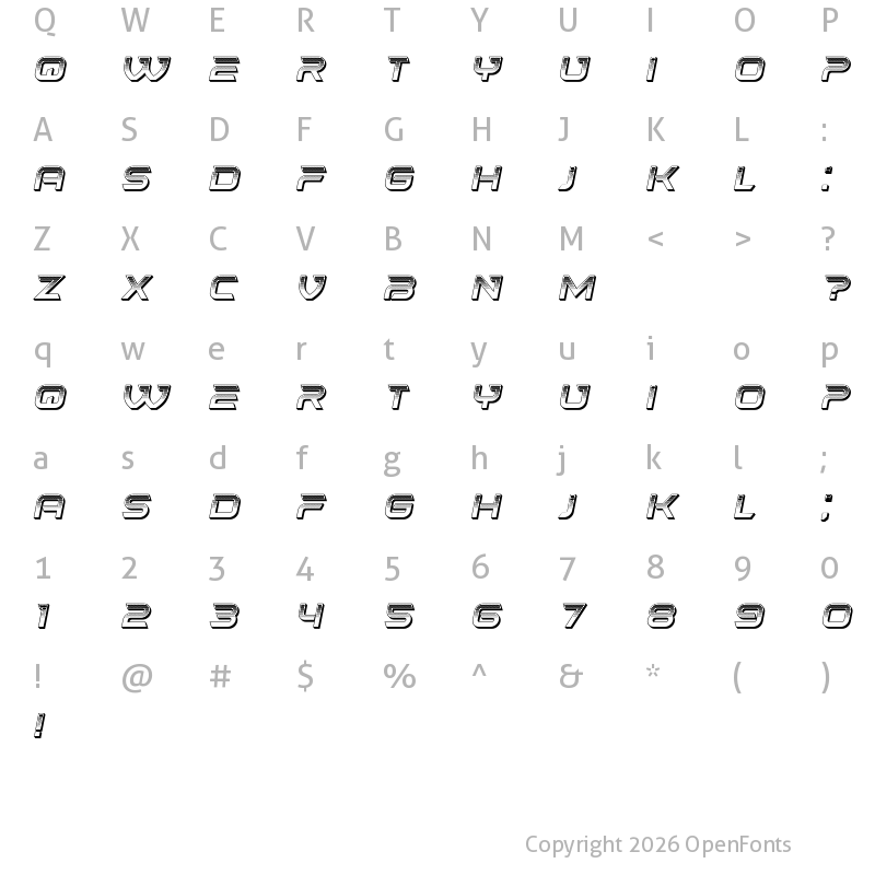 Character Map of Baiser Italic