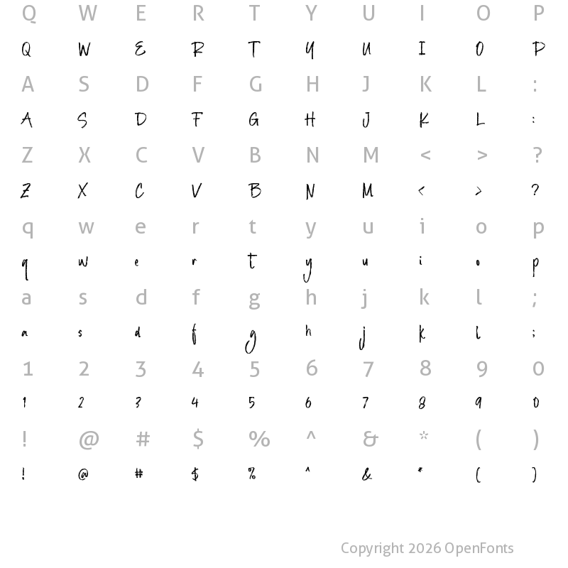 Character Map of Bait Pertama Regular