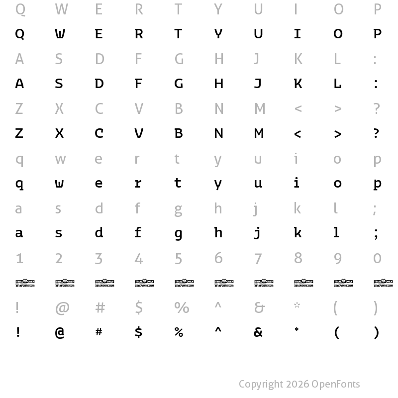 Character Map of Bakemono Stereo Trial Medium